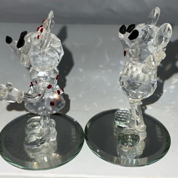 RARE CRYSTAL WORLD MICKEY MINNIE MOUSE GLASS FIGURINES WALT DISNEY WORLD - Picture 4 of 4